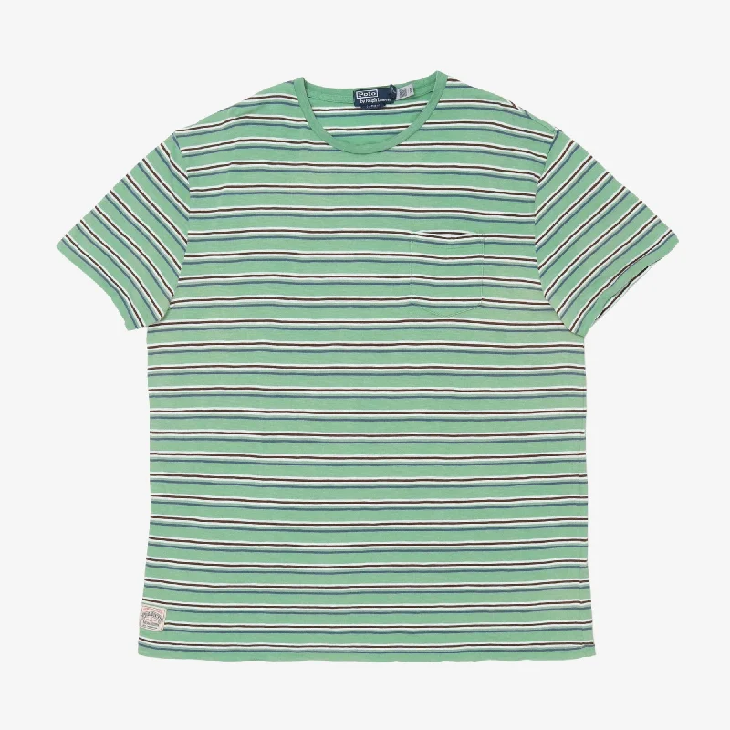 Stripe Pocket Tee Trendy Men's Bucket