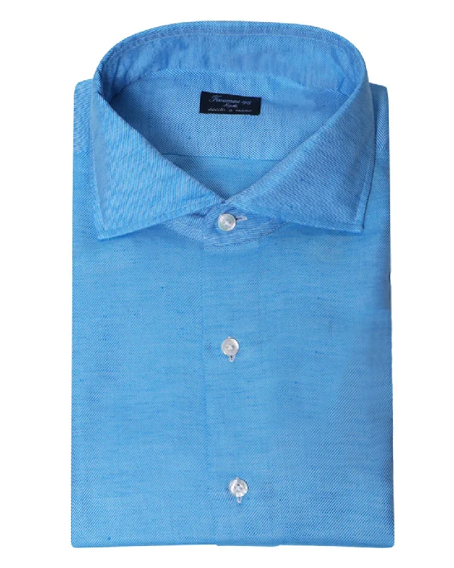 Twill Azure Blue Sportshirt Tailored