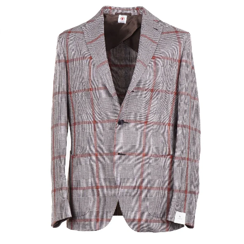 Luigi Borrelli Windowpane Check Linen Sport Coat Beach