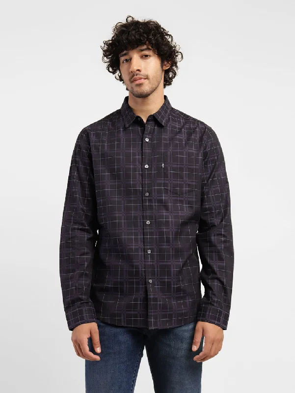 Men's Checkered Slim Fit Shirt Edgy Men's Punk