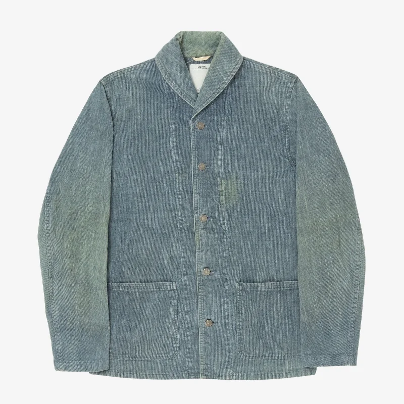 Distressed Shawl Collar Denim Coverall Jacket Stylish Men's Tropical 