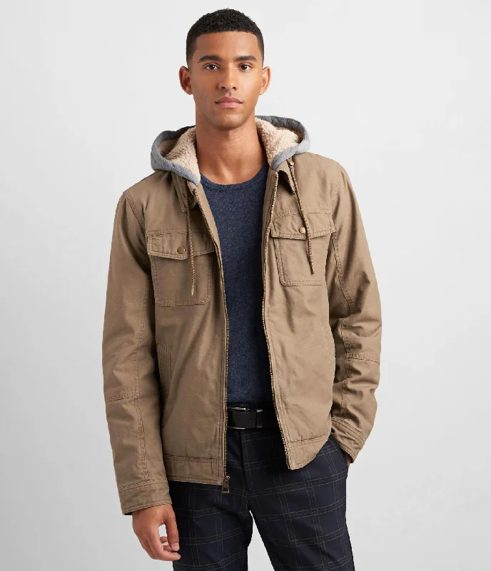 Canvas Jacket With Hood Elegant Men's Cashmere