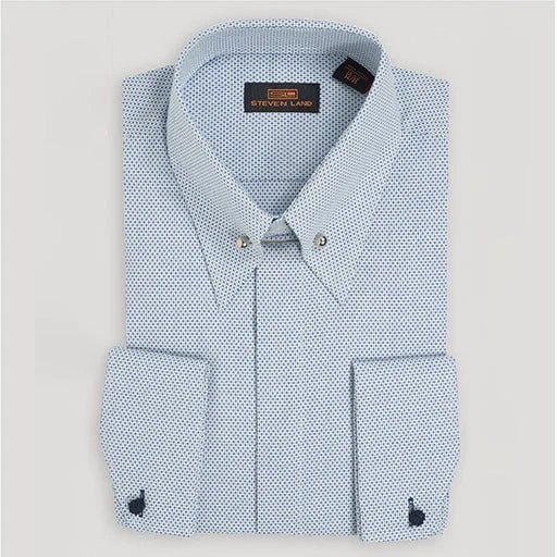 The Granville Shirt | French Cuff | Long Point Collar & Collar Bar | Dobby Weave Traditional Men's Wool