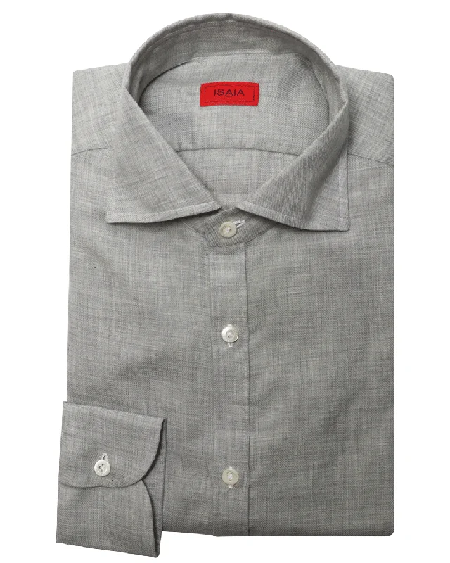 Light Grey Cotton Blend Sportshirt Polished Men's Satin