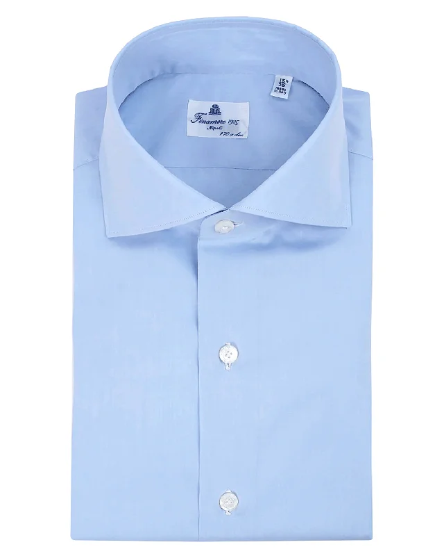 Blue Basic Napoli 170 Cotton Dress Shirt Monochromatic Office Style