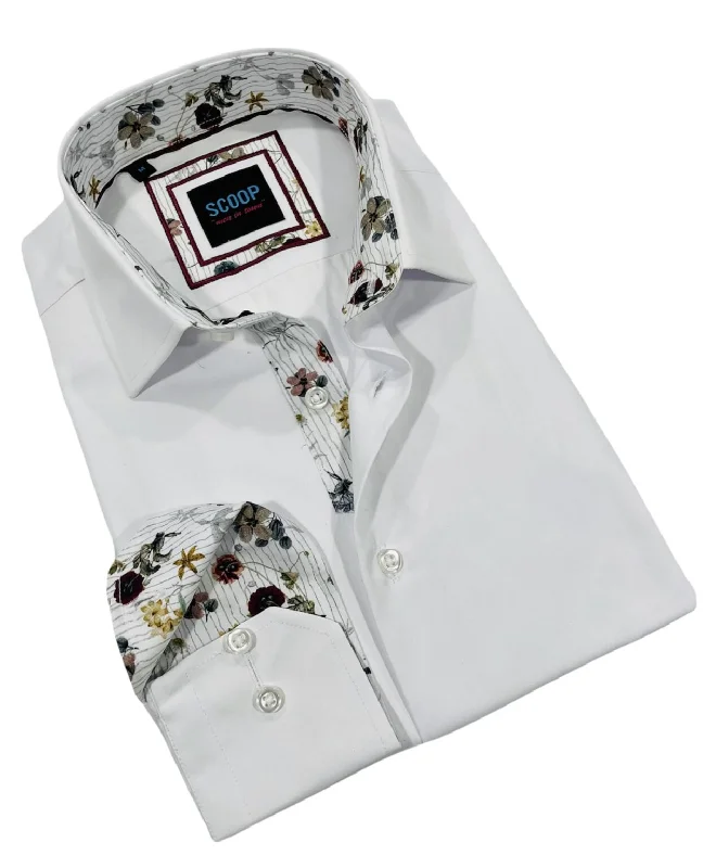 Scoop Dress Shirt - Novel/White Confident Men's Power