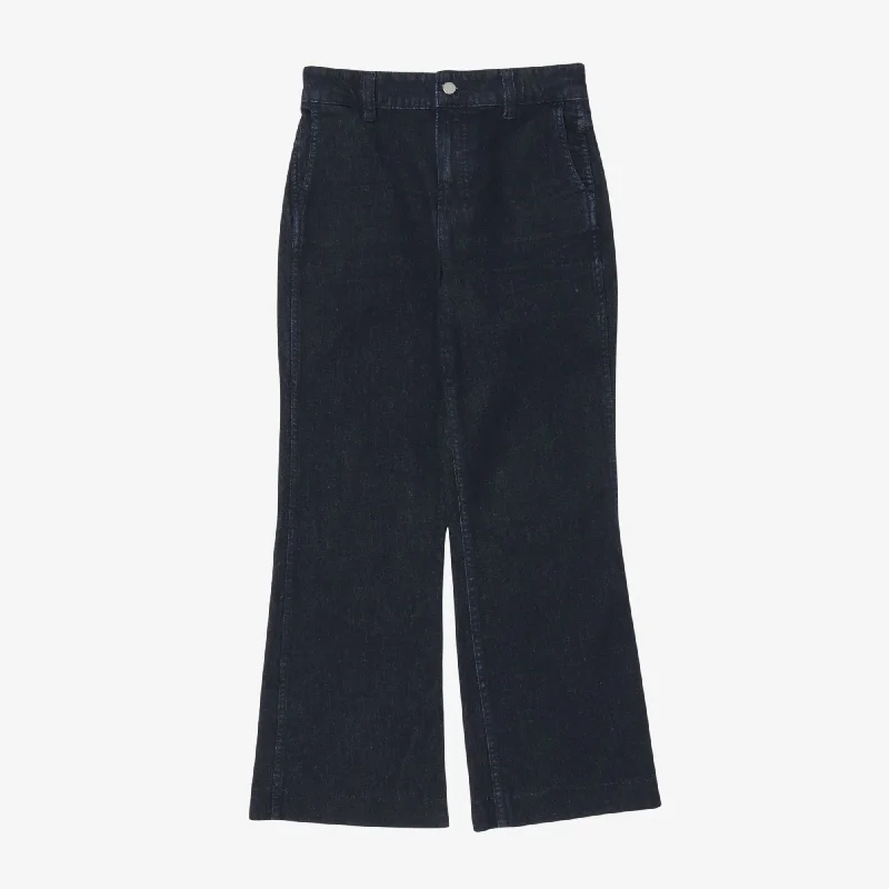 Wide Leg Denim Trousers Cozy Men's Winter