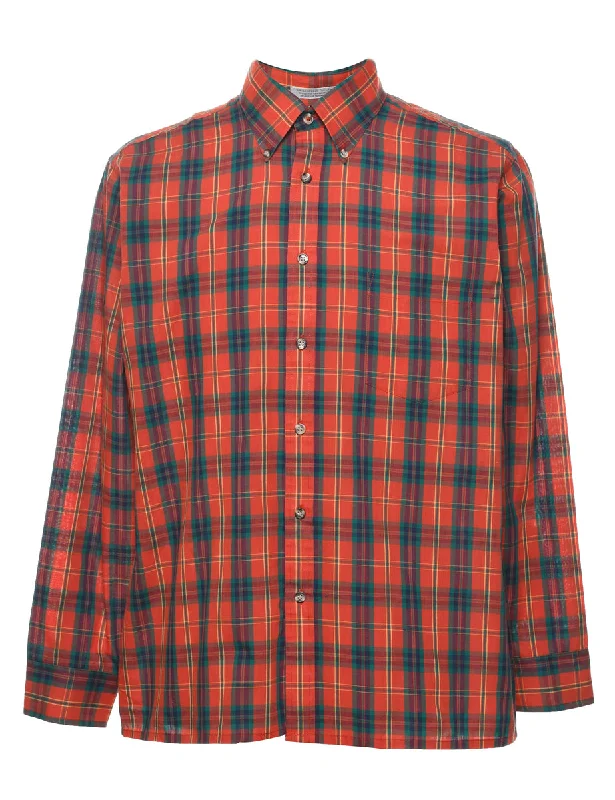 Long Sleeved Checked Shirt - L Earthy Men's Hemp