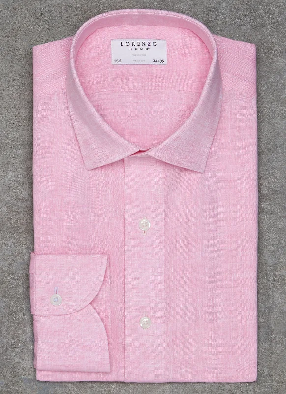 Alexander in Pink Linen Shirt Confident Men's High