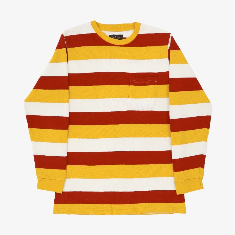 LS Stripe Beach Tee Elegant Men's Cashmere