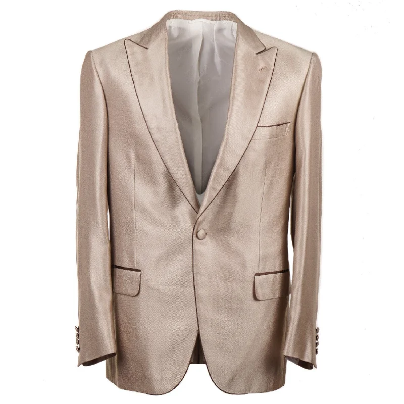 Brioni Gold Silk Dinner Jacket with Peak Lapels Luxurious Men's High