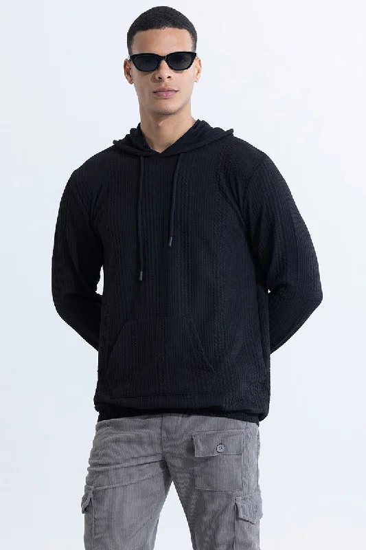 Liney Black Hoodie Artistic Men's Hand