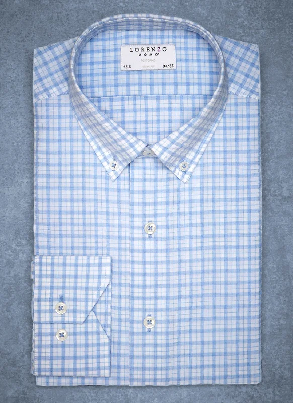 Alexander in Blue Check Seersucker Shirt Preppy Men's College