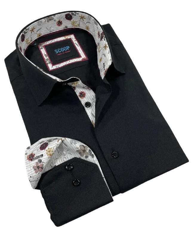 Scoop Dress Shirt - Novel/Black British Gentleman Style