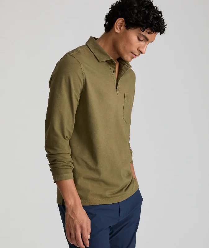 Garment-Dyed Long-Sleeve Polo Lumberjack