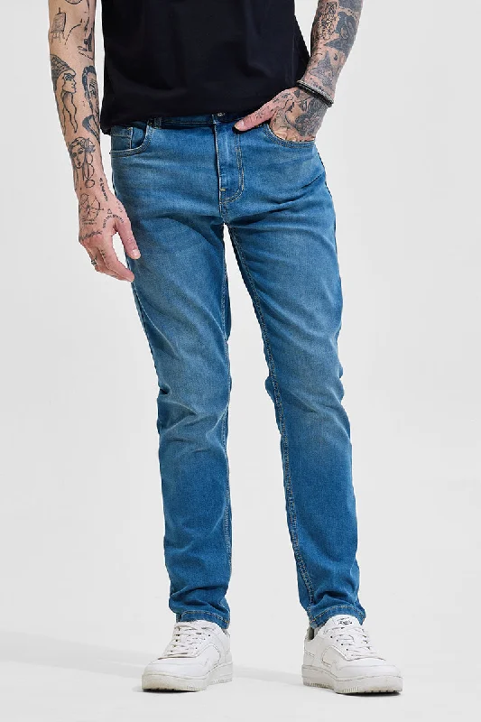 Blue Slim Fit Jeans Trendy Men's Bucket