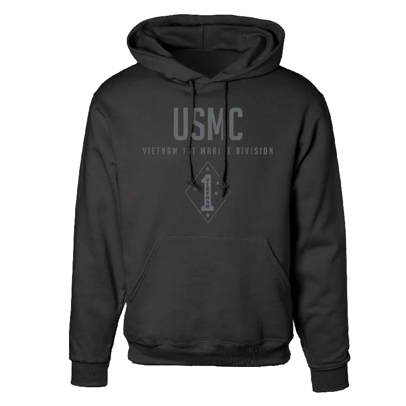 Vietnam 1st Marine Division Tonal Hoodie Sophisticated Men's 