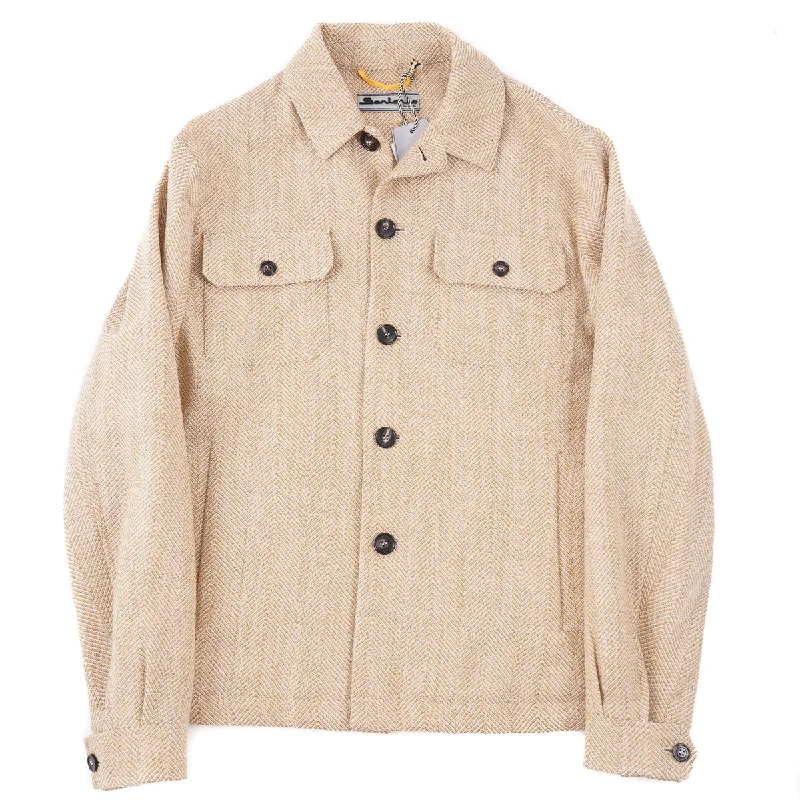 Sartorio Soft Wool-Blend Shirt-Jacket Casual Men's Loose