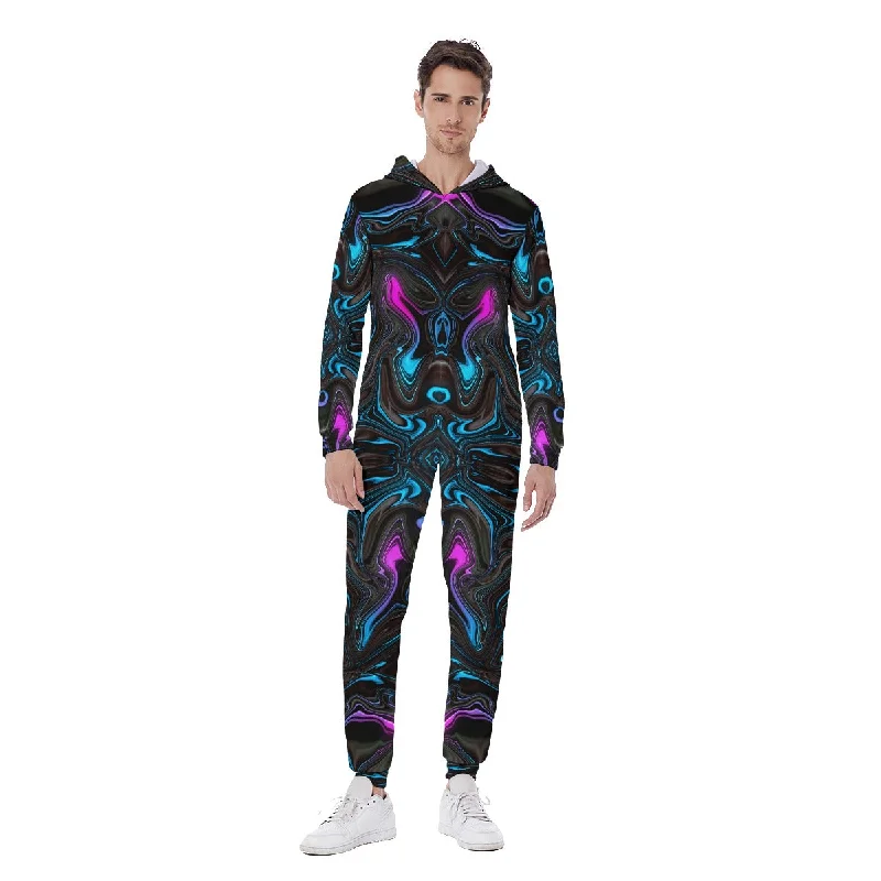 Liquid Sky Men's Hooded Jumpsuit / Bodysuit / Onesie Tailored