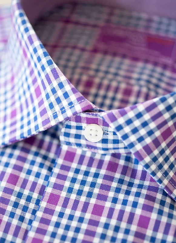 Maxwell in Blue and Purple Gingham Shirt Confident Men's Power