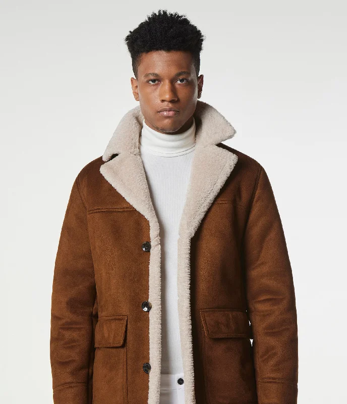 Jarvis Faux Suede Shearling Coat Relaxed Men's Australian 