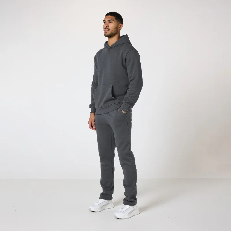 Relaxed Fit Open Hem Tracksuit | Graphite Unique Men's Upcycled