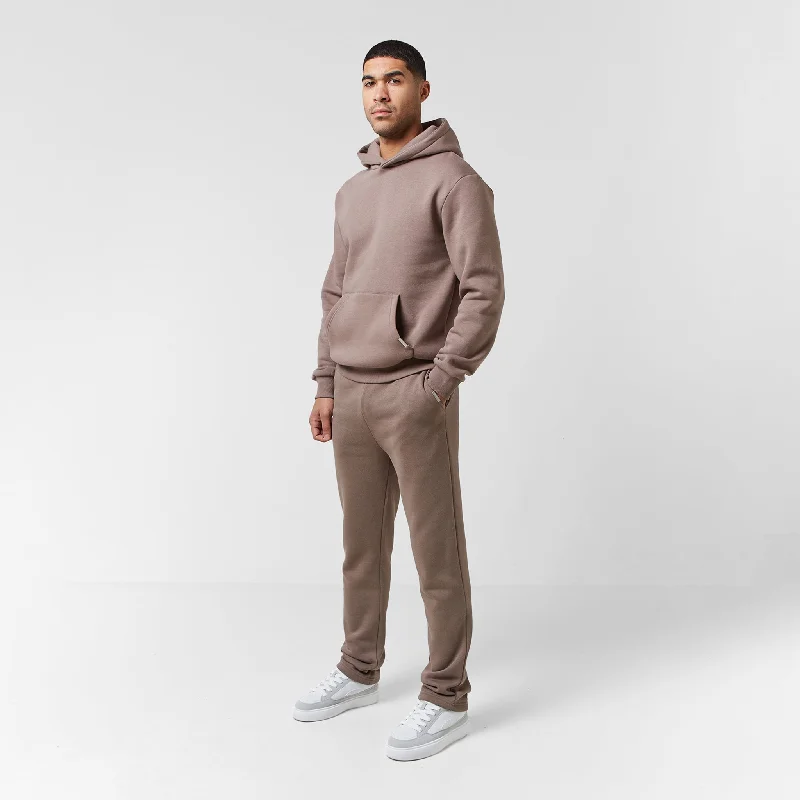 Relaxed Fit Open Hem Tracksuit | Washed Brown Bold Men's Statement