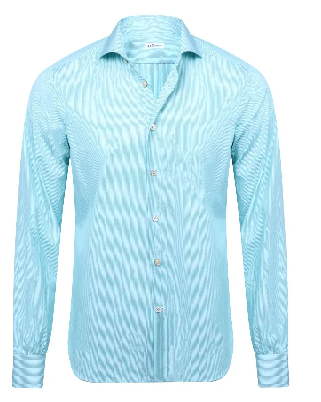 Green Micro Stripe Sportshirt Artistic Men's Hand