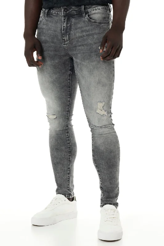 Rf10 Rip And Repair Skinny Jeans _ 146865 _ Light Grey Rugged Men's Outdoor 