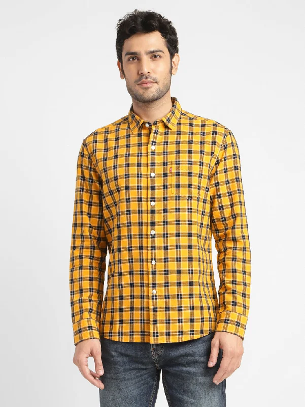 Men's Checkered Spread Collar Shirt Elegant Men's Cashmere