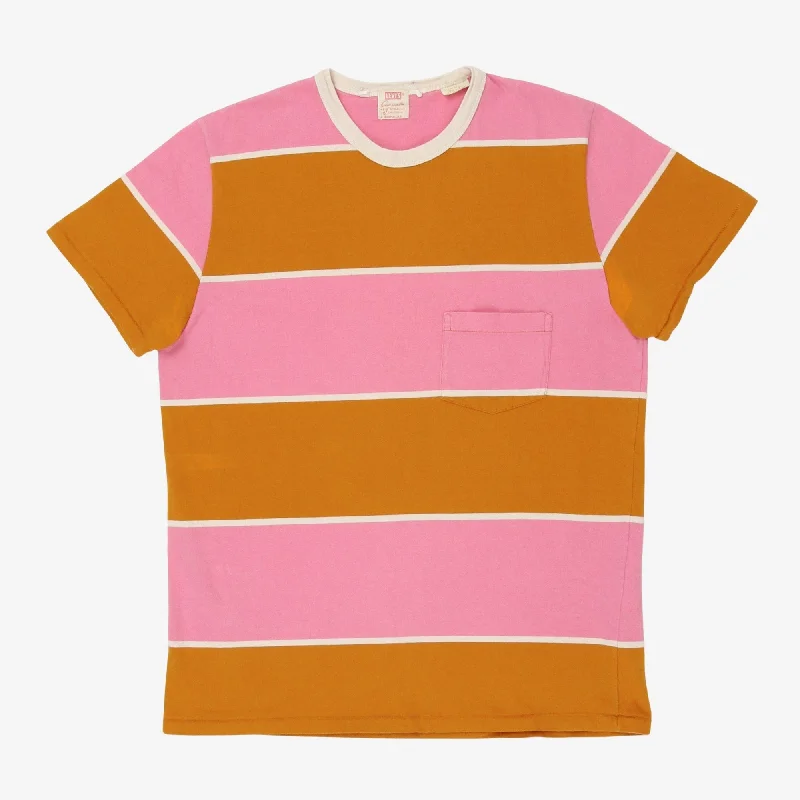 Striped Pocket Tee Minimalist Men's Casual 