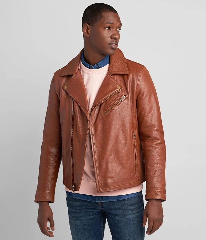 Charlie Leather Moto Jacket Refined Men's European