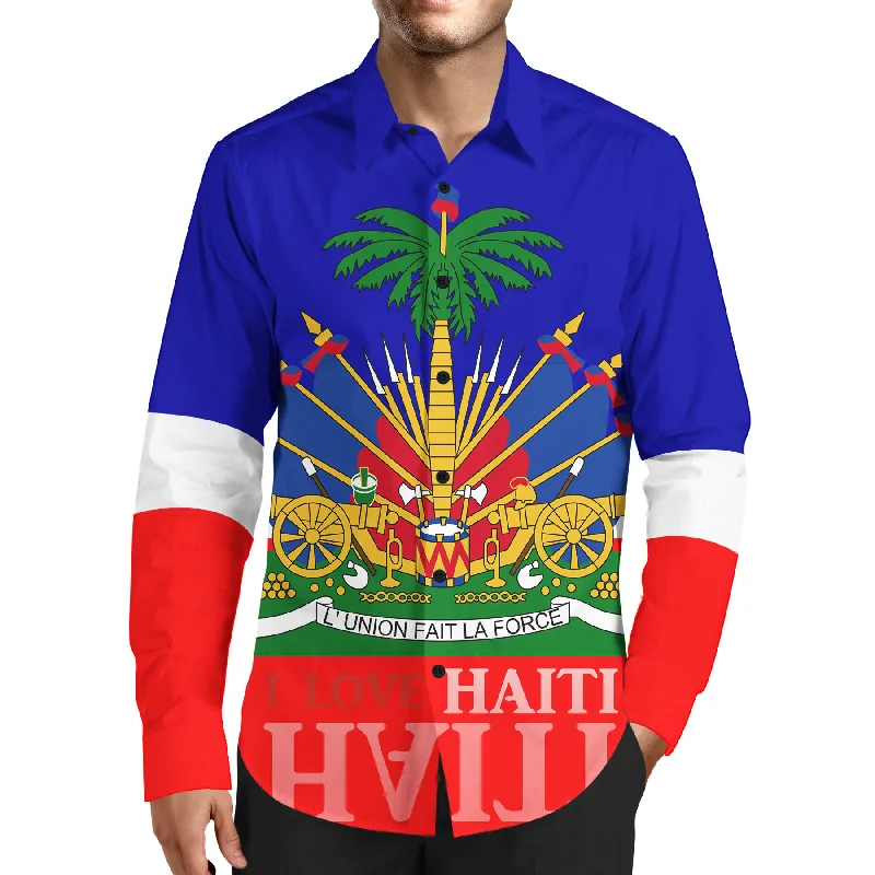 TMMG LUXURY FASHION LUXURY HAITIAN FLAG DRESS SHIRT Confident Men's High