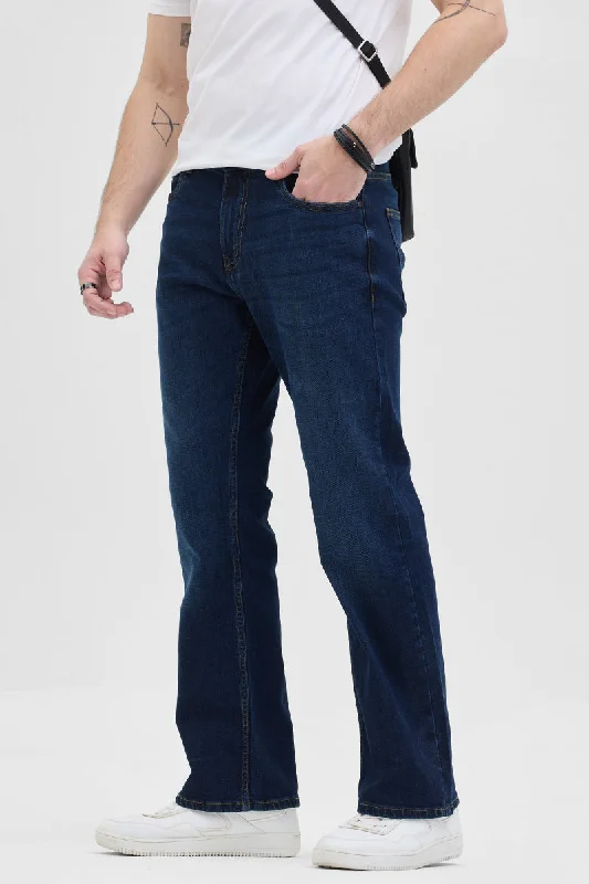 Navy Bootcut Jeans Elegant Men's Formal 