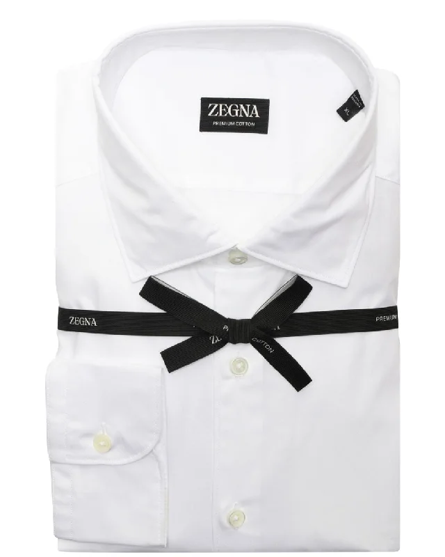 White Premium Cotton Solid Sportshirt Refined Men's Velvet