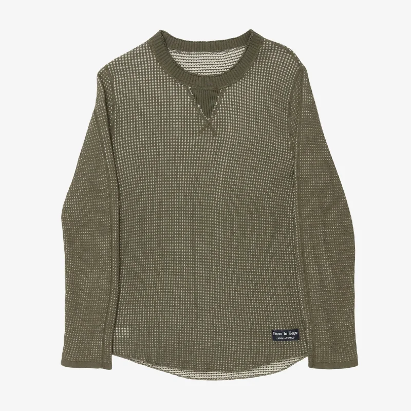 LS Waffle Henley Refined Men's Classic 