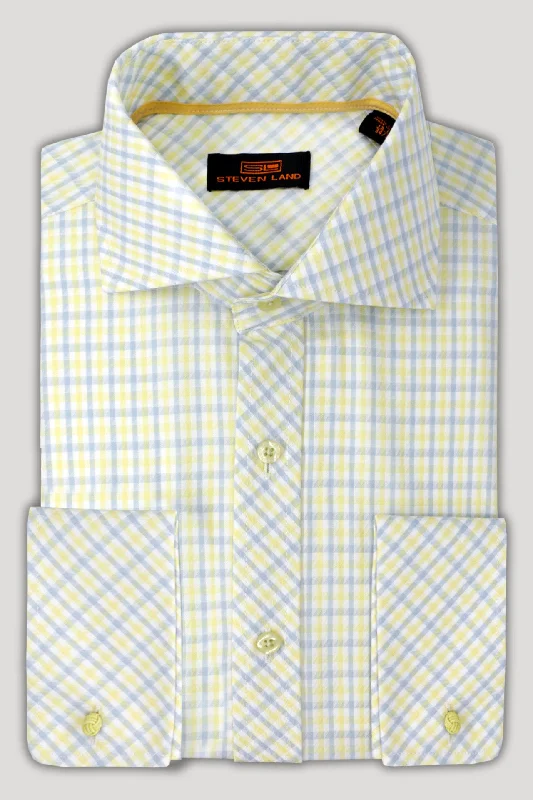 Steven Land Dress Shirt  | Trim and Classic Fit | Arlo 100% Cotton | Yellow Elegant Men's Cashmere