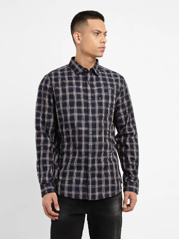 Men's Checkered Spread Collar Shirt Tailored