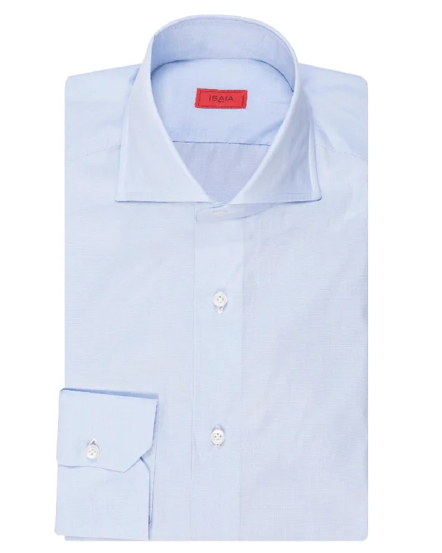 Light Blue Cotton Mix Dress Shirt Elegant Men's Cashmere