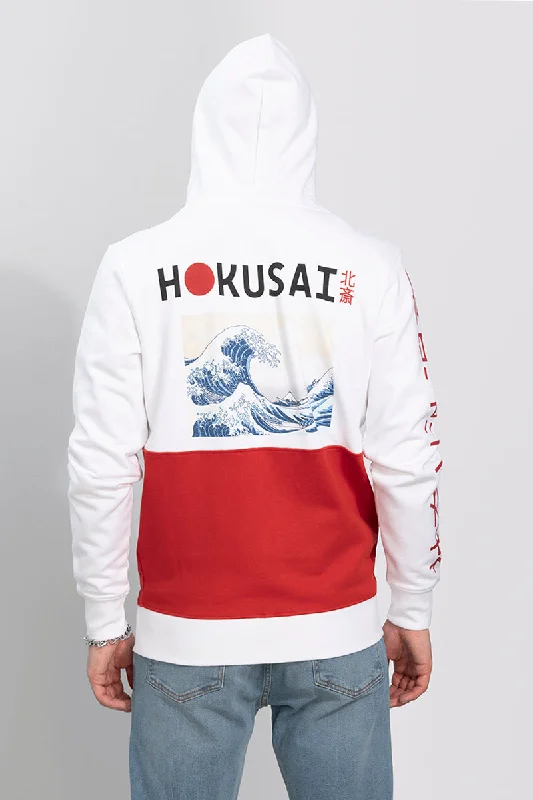 Hokusai White Hoodie Athletic Men's High