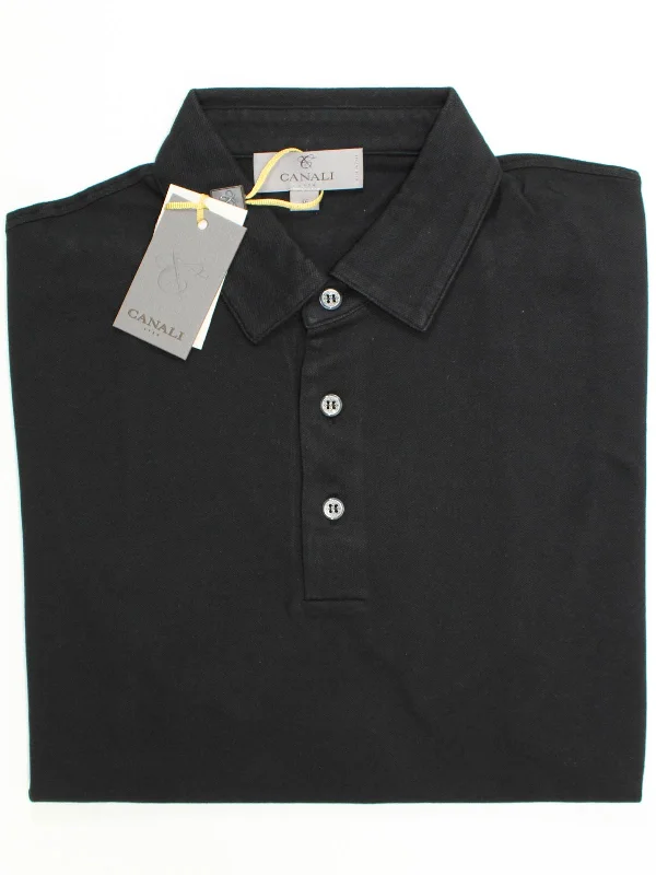 Canali Polo Shirt Black - Cotton Short Sleeve Polo Shirt 46 / XS SALE Luxurious Men's High