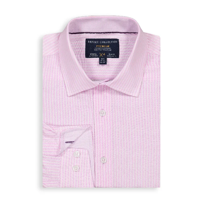 Lavender Stripe Performance Shirt Streetwear Style