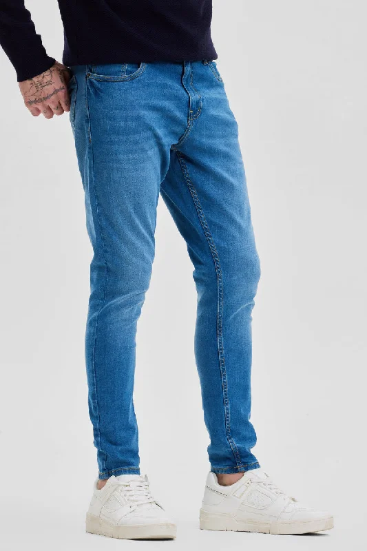 Blue Skinny Fit Jeans Cozy Men's Winter