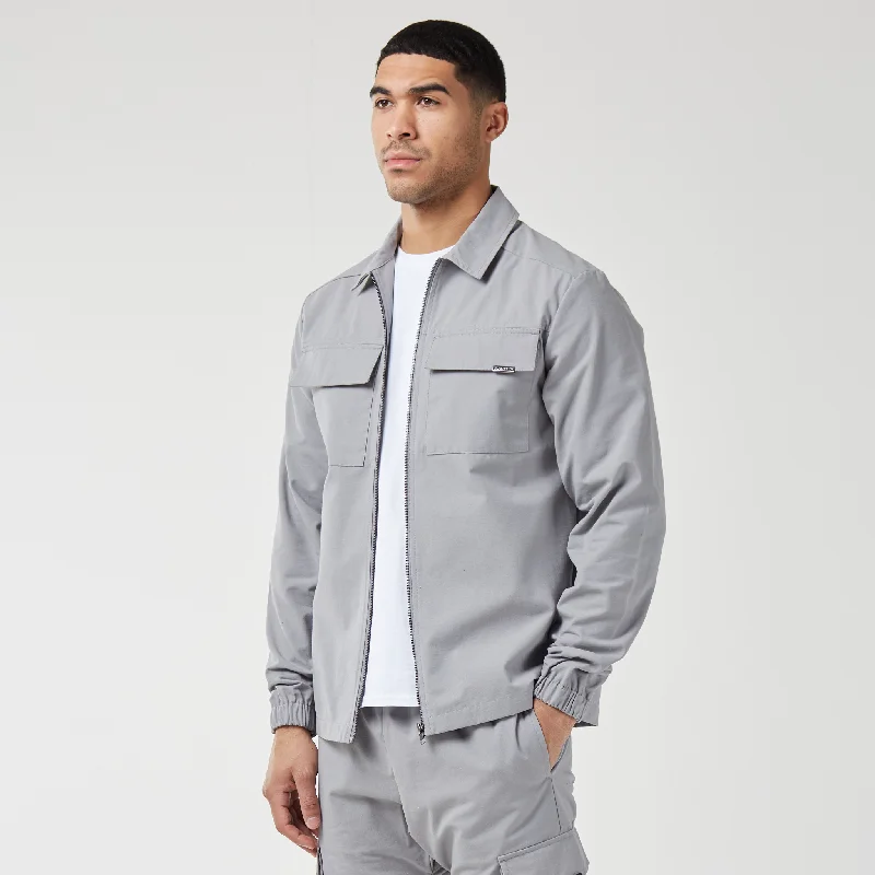 Smart Utility Overshirt | Ice Grey Unique Men's Upcycled