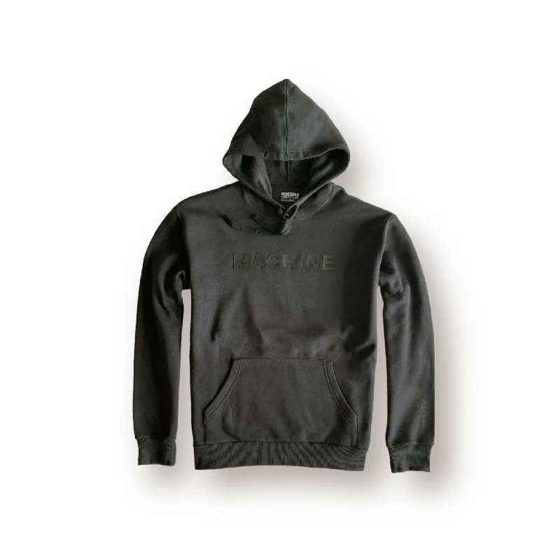 Burhe Loose Fit Hoodies - Black Laid