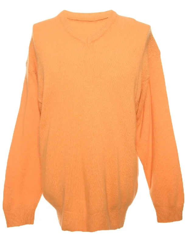 Long Sleeved Orange Jumper - M Polished Men's Satin