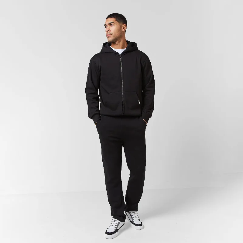 Relaxed Fit FZ Open Hem Tracksuit | Black Lumberjack