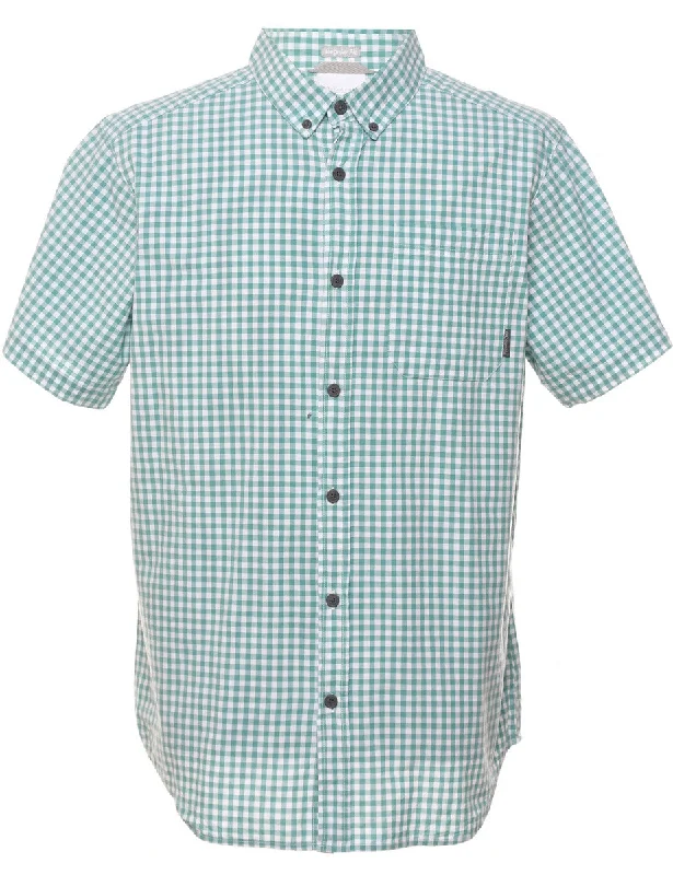 Columbia Checked Light Green & White Shirt - L Artistic Men's Hand