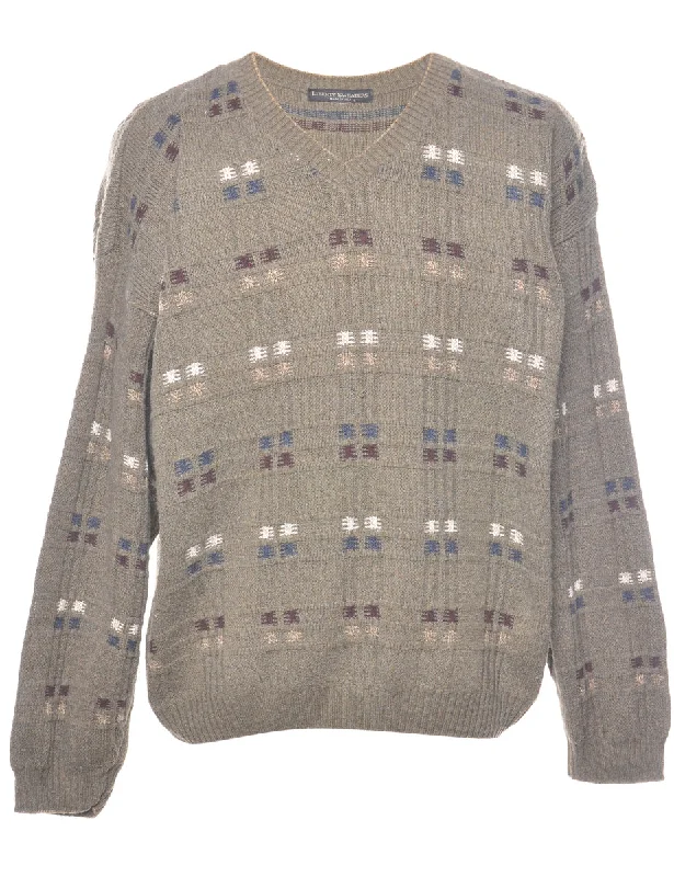 Checked Jumper - L Earthy Men's Hemp