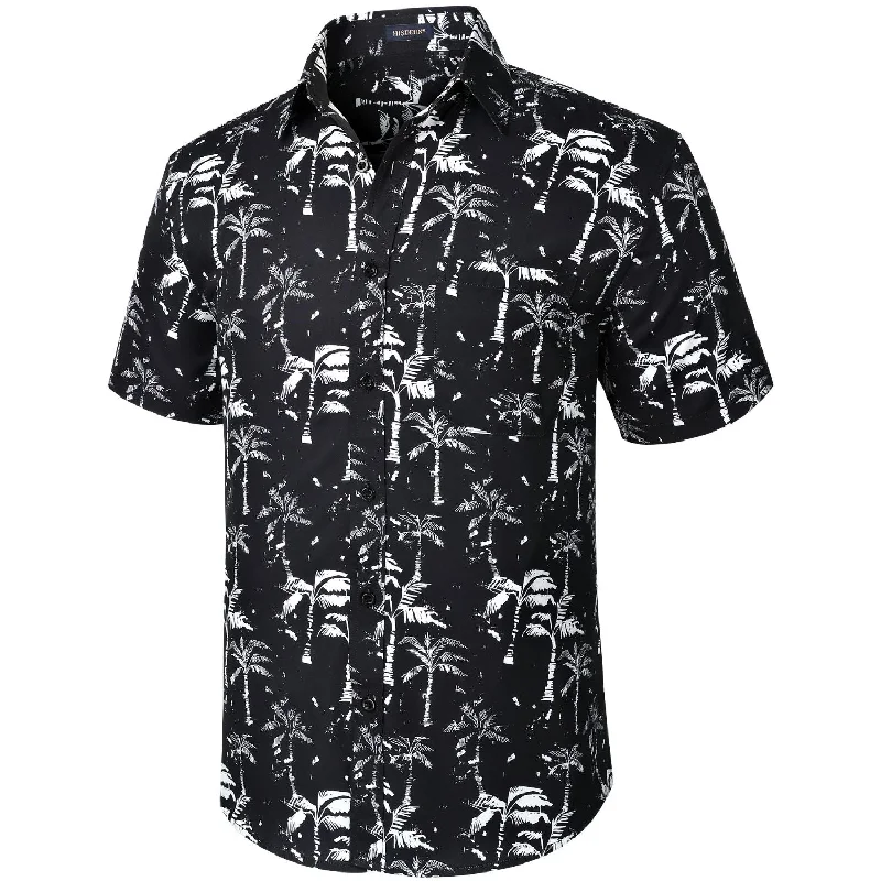 Hawaiian Tropical Shirts with Pocket - C-01 BLACK Hip Men's Urban